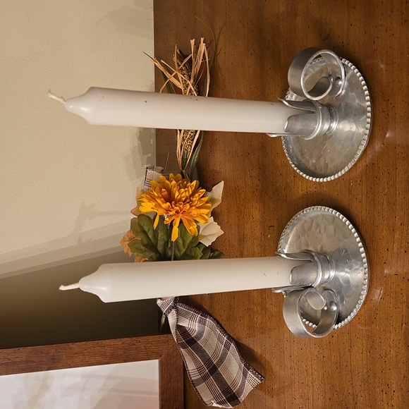 Vintage Trade Continental Hammered Aluminum Candlestick Candle Holders - Picture 1 of 8